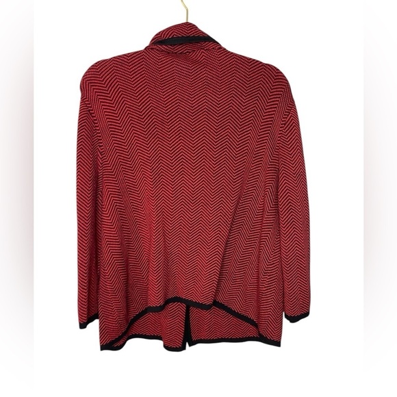Josephine Chaus Ruby Red & Black Chevron Blazer Jacket, XL - Picture 2 of 6